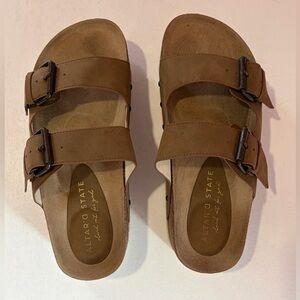 Altar'd State Platform Riveted Brown Adjustable Width Cork Sandals W 7M